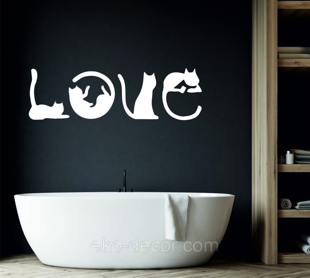 Декоративное настенное Панно «Коты - Love» Декор на стену 90*300 см, Белый Киев - изображение 5