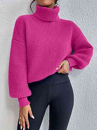 Стильный женский свитер с высоким воротником под горло Акрил+шерсть Малина Одесса