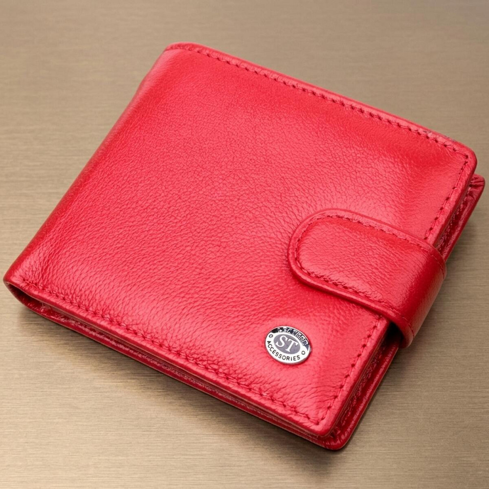 Яркое женское портмоне с блоком для карт из натуральной кожи ST Leather 19471 Красный Киев - изображение 11