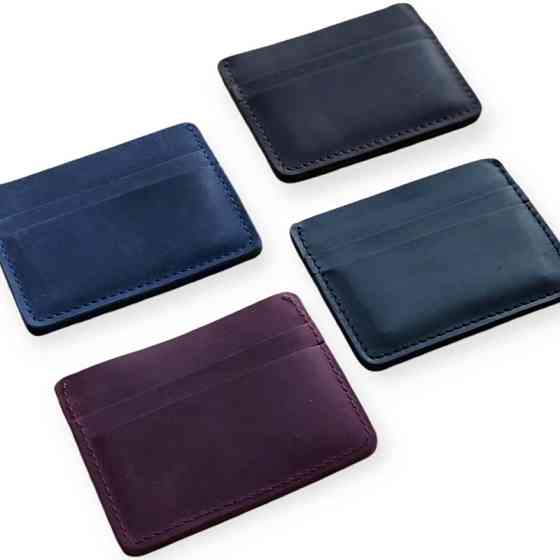 Картхолдер шкіряний "двосторонній" 2 кишені, центральна кишеня, прозоре відділення чорна Мукачево