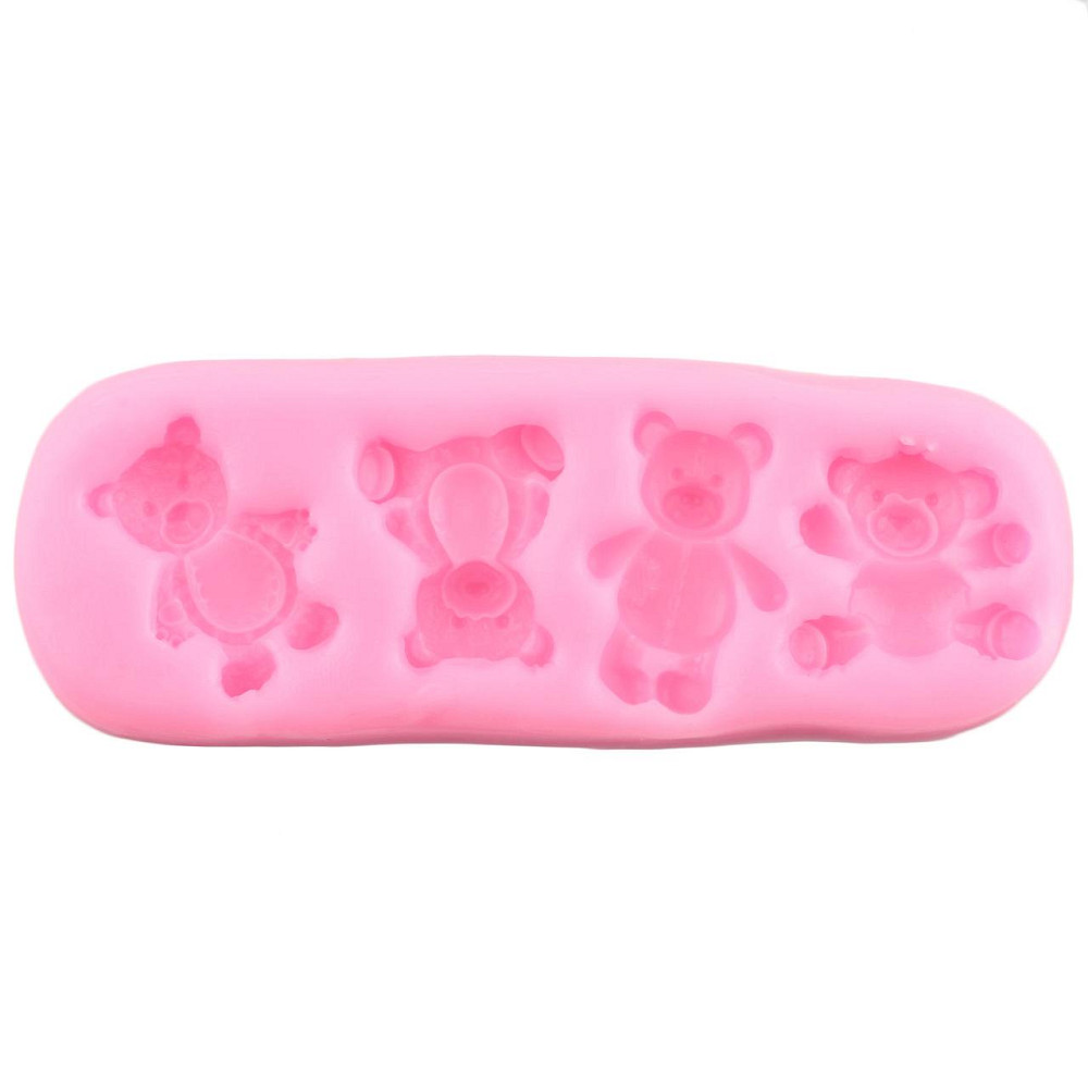 Молд силиконовый Мишки 80 на 27 мм розовый Киев - изображение 3