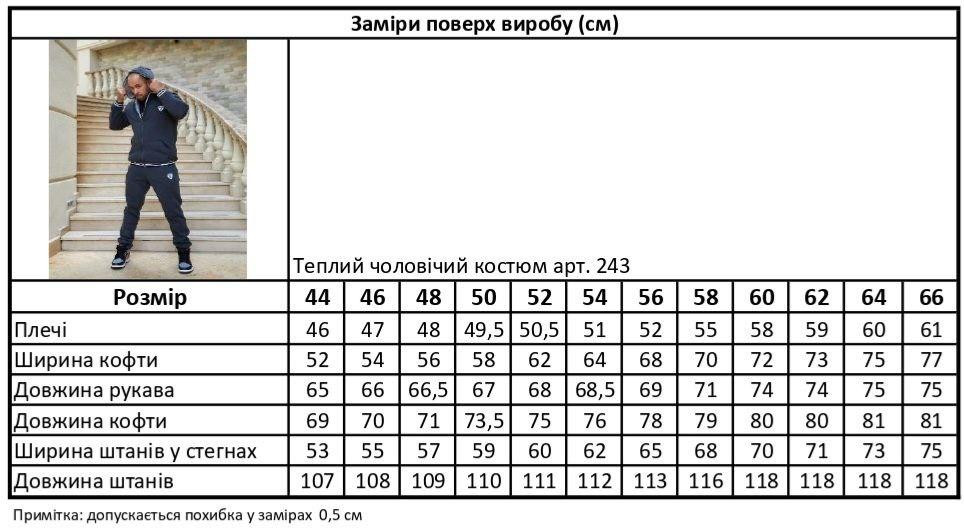 Чоловічий теплий костюм-двійка: кофта та штани тринитка на флісі Антрацит, 58 Одеса - фото 2
