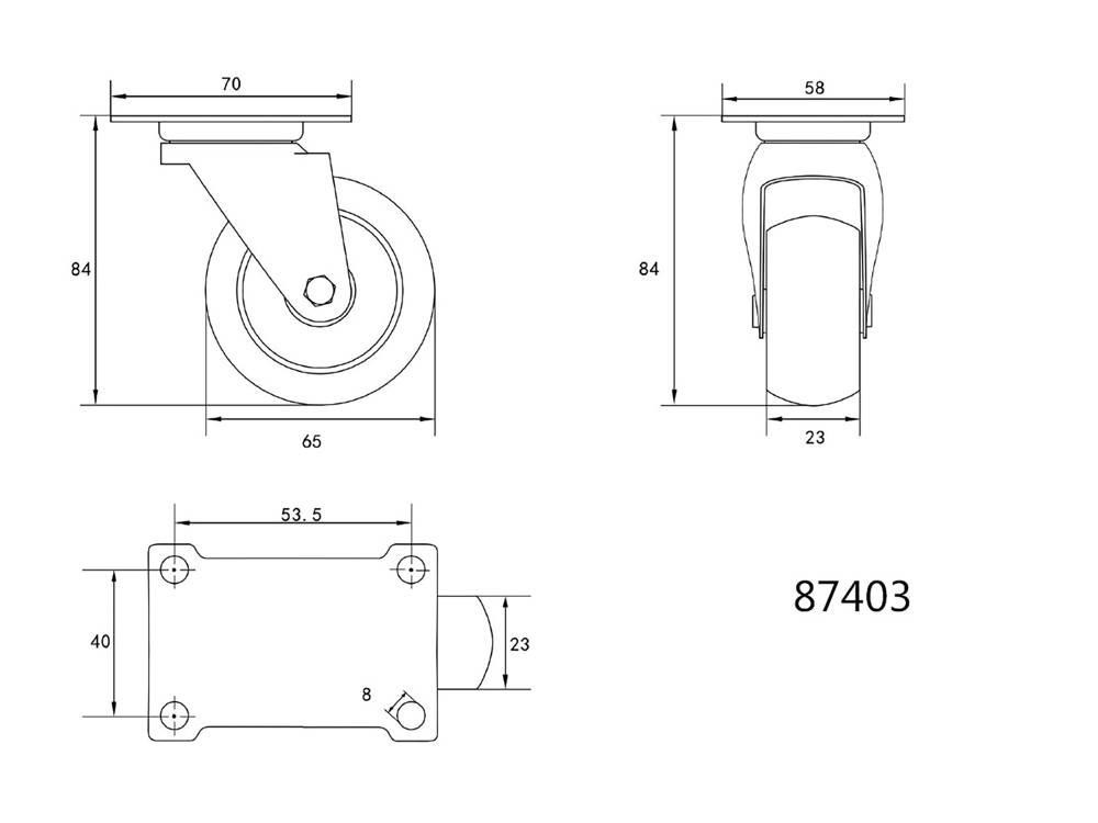 Колесо-блок ПП (поліпропіленове) поворотне 65мм Vorel Киев - изображение 2