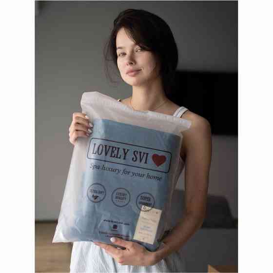 Набір 2 жакардові рушники Lovely Svi для ванної, готелів, на подарунок, 70 х 140 см и 50 × 90 см  Oxford Stripe синій (361124) Київ