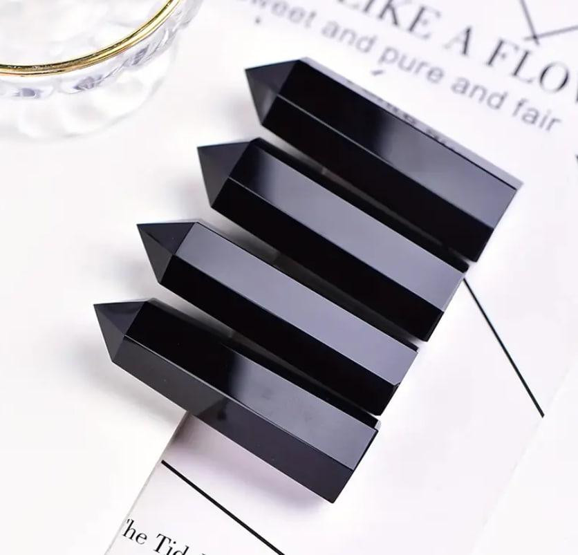 Черный Обсидиан, столбик из натурального камня, кристалл Черный Обсидиан. высота 6-7 см. Киев - изображение 4