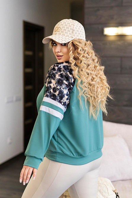 Жіночий світшот зі вставками "Artes" оптом | Батал 54-56, Фісташковий Київ - фото 4