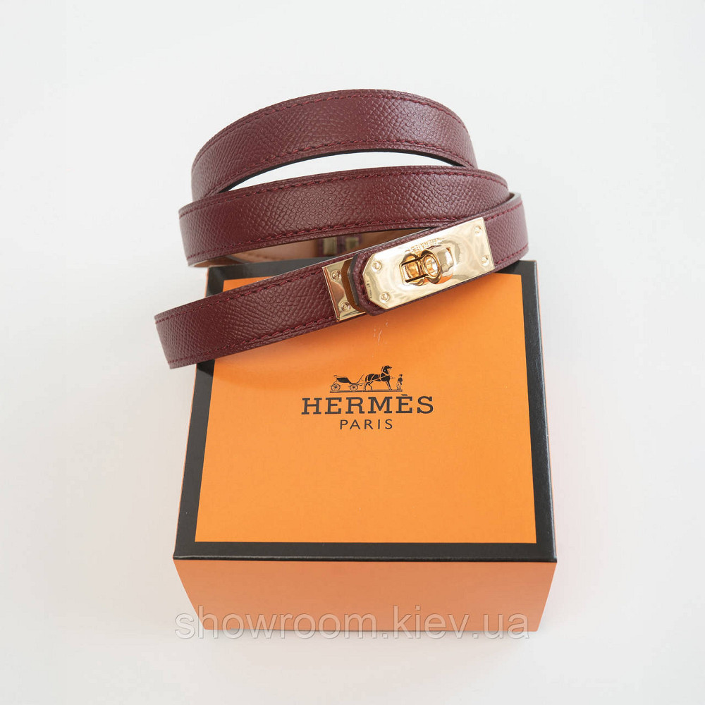 Жіночий ремінь шкіряний Hermes Гермес (280-1) бордовий Київ - фото 2