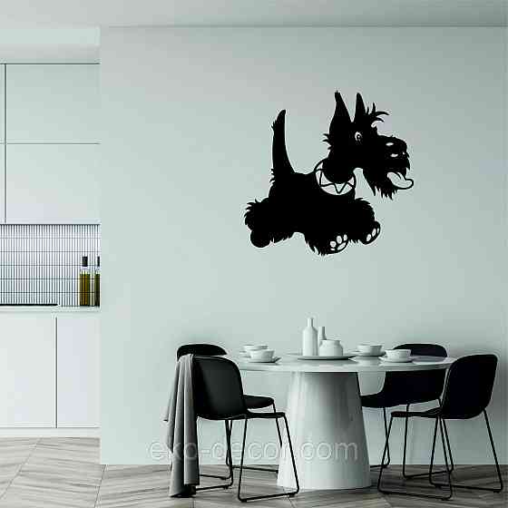 Декоративне настінне Панно «Шотланський тер'єр», Декор на стіну 90*90 см, Чорний Київ