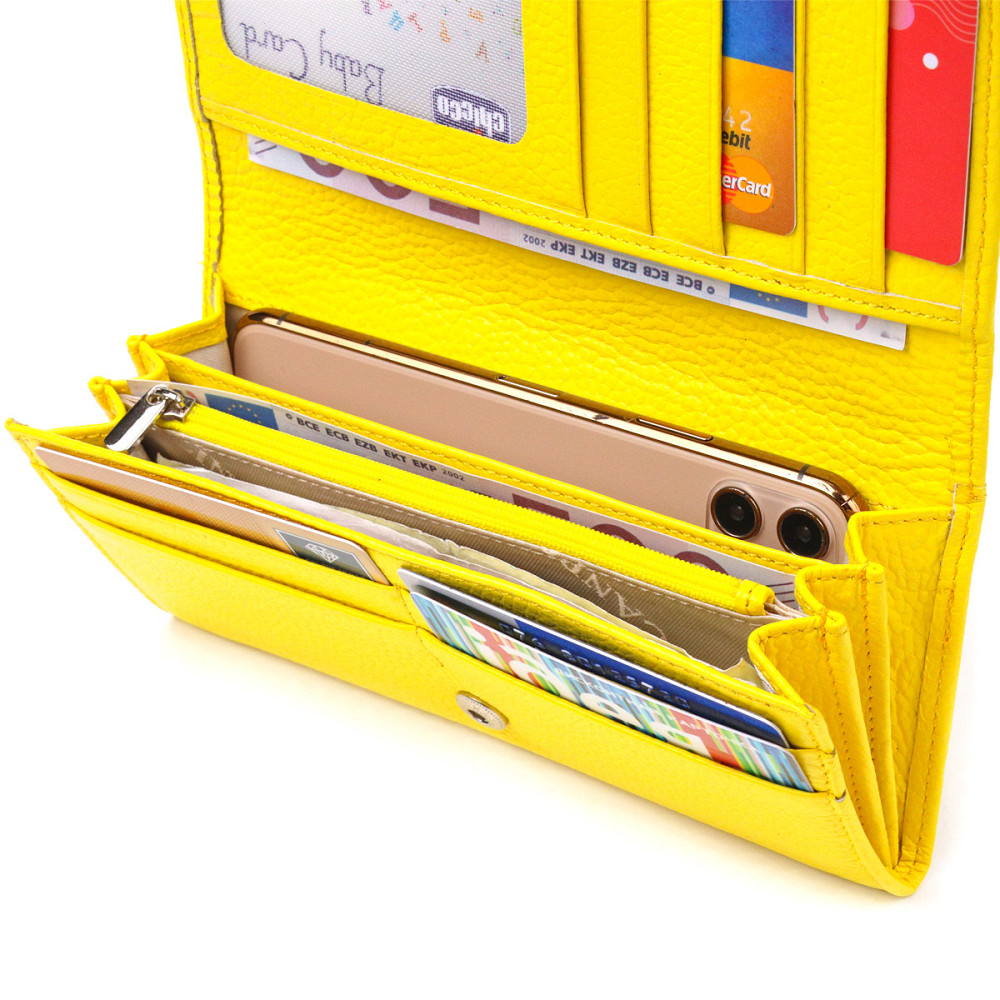 Яскравий молодіжний гаманець із натуральної шкіри флотар Лимонний (CANPELLINI) Київ - фото 10