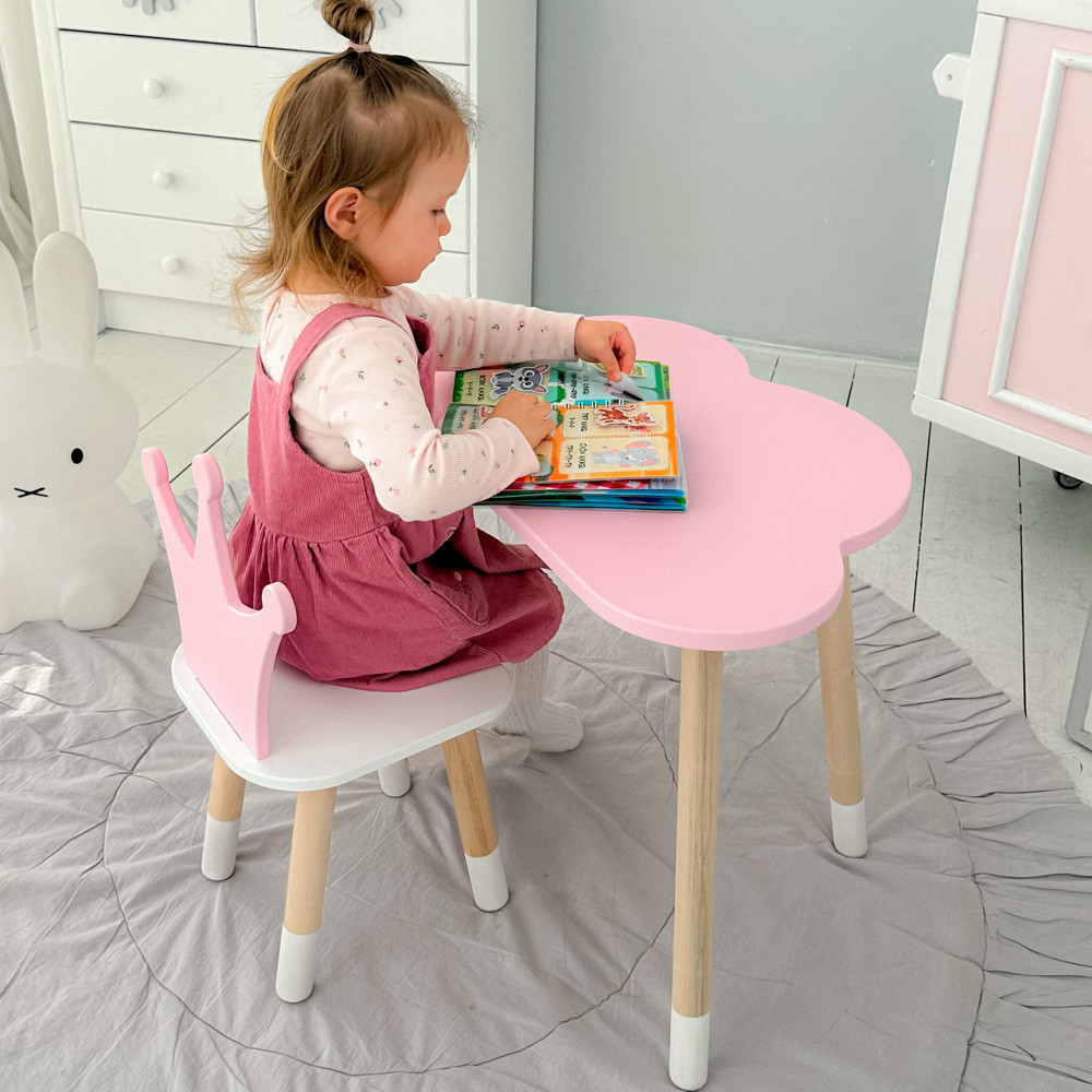 Функциональный детский комплект деревянный столик с ящиком и эргономичный стульчик Стол тучка и стул детский Киев - изображение 8