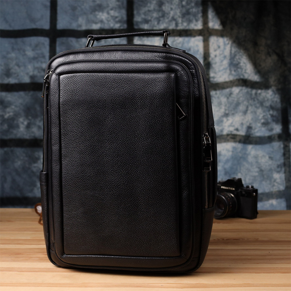 Багатофункціональний рюкзак для чоловіків з натуральної шкіри Vintage 23044 Чорний Київ - фото 10