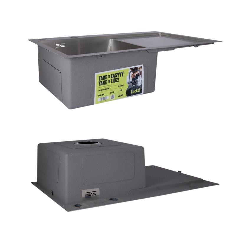 Мийка для кухні інтегрована Lidz Handmade H7849R крило праворуч Brushed в комплекті з дозатором та кошиком Київ - фото 4