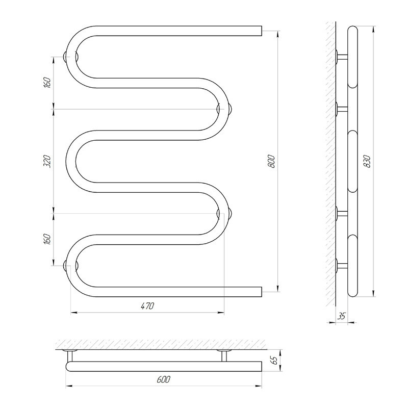 Сушарка для рушників Laris Змійовик 30 РС5 600 Х 800 1/2" Київ - фото 5