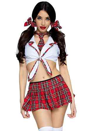Костюм школярки Leg Avenue Miss Prep School S/M, топ, спідниця, краватка, бантики Sex Aura Київ