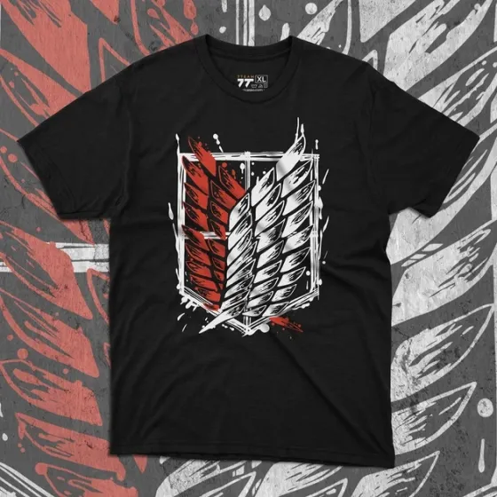 Футболка мужская с принтом Атака титанов Крила Свободи Червоні Размер 48 Anime0080 Днепр