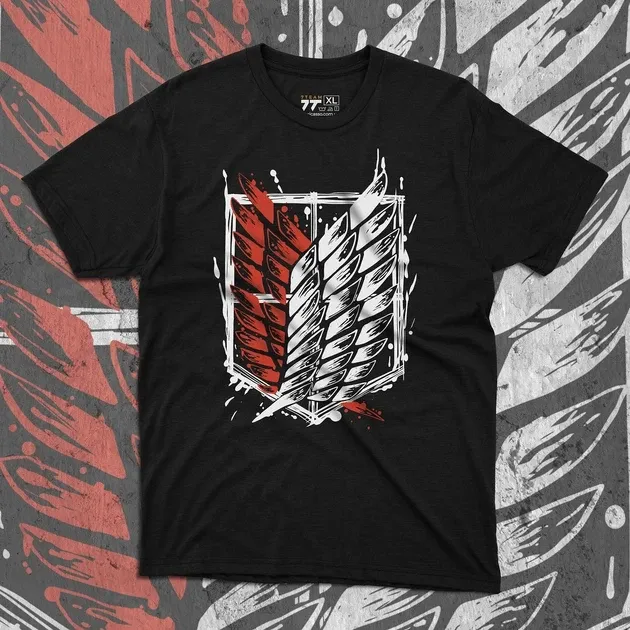 Футболка мужская с принтом Атака титанов Крила Свободи Червоні Размер 48 Anime0080 Днепр - изображение 1