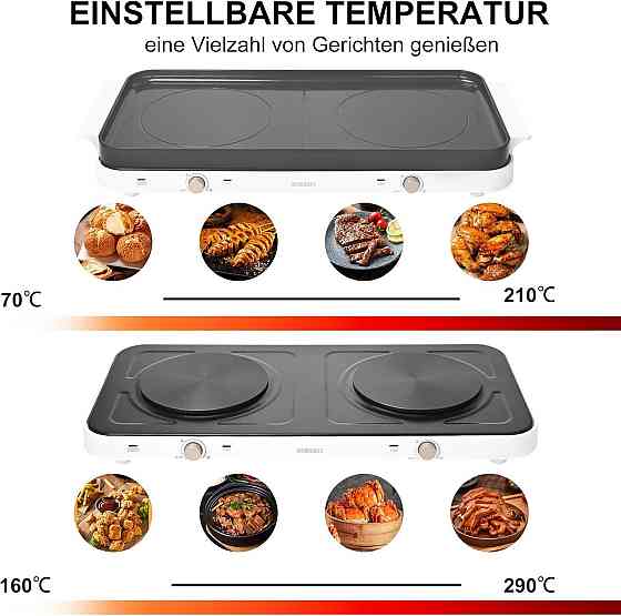 Електрична плита AEWHALE HP-2000 Чорний 2000W (1000+1000W) керамічна гриль панель знімна двозонна портативна Київ