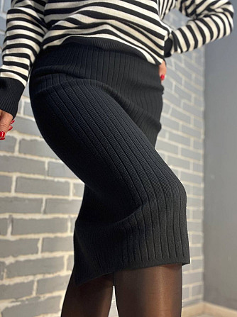 Женская юбка My fashion 478 вязка широкий рубчик разрез средняя длина, черный, 44-48 Киев - изображение 19