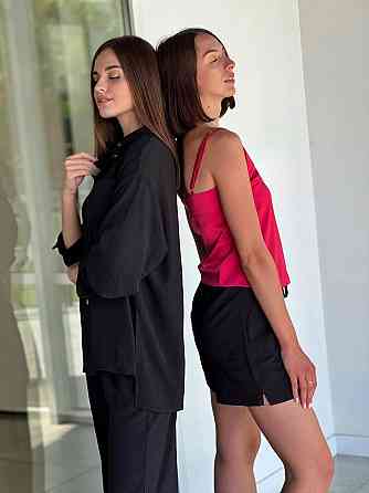 Костюм-трійка жіночий літній креп-жатка Чорний XS-S Харків