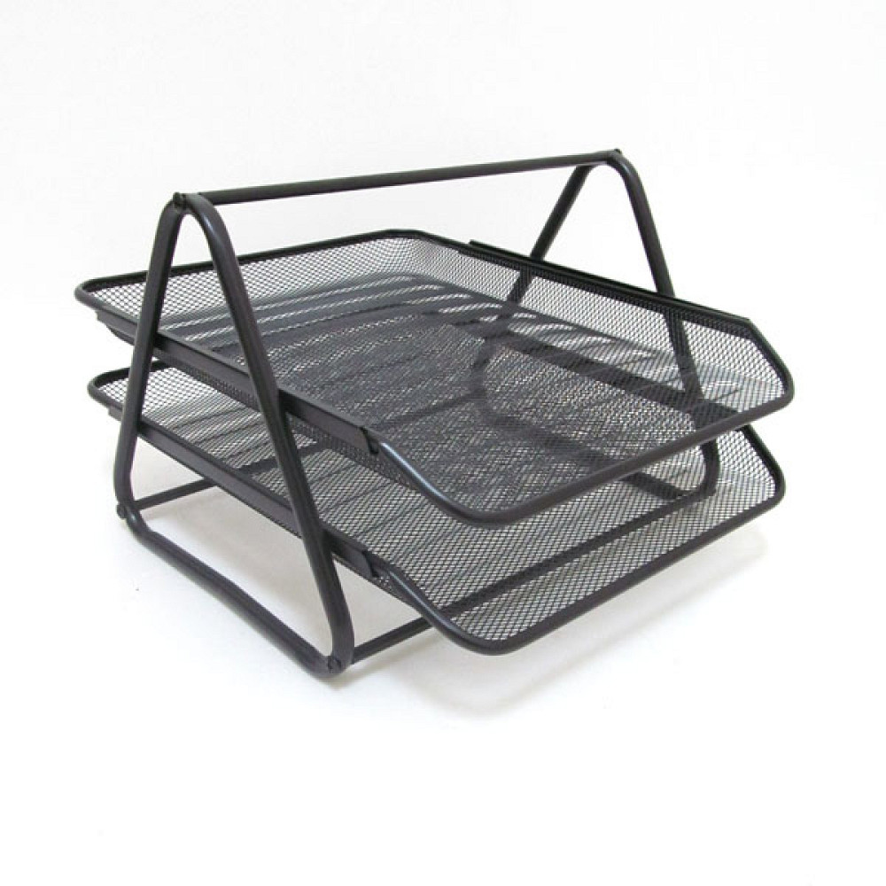 Лоток для документов горизонтальный, металлический черный, 2 секции Павлоград - изображение 2