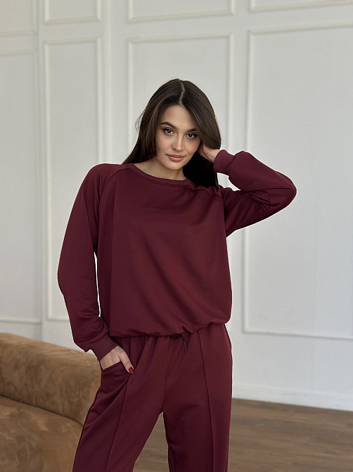 Женский спортивный костюм с широкими штанами Бордовый XL/XXL Харьков - изображение 8