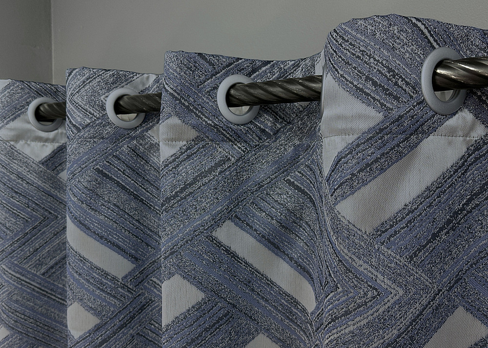 Комплект штор на люверсах VR-Textil Жаккард Mystery № 1628ш Синий с серым 150х270 см 2 шт (37-0206) Киев - изображение 6