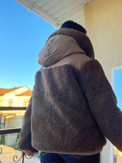 Куртка женская Lady Yep 9055 тедди комбинированный искусственный мех оверсайз с капюшоном, коричневый, 44-48 Киев - изображение 6