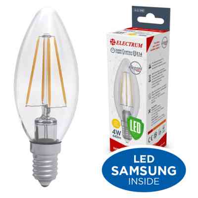 Лампочка Electrum С37 4W GL LC- 33/4F Е14 3000K Rf Elegant (A-LC-1942) Вінниця