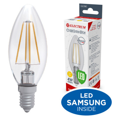 Лампочка Electrum С37 4W GL LC- 33/4F Е14 3000K Rf Elegant (A-LC-1942) Винница - изображение 1