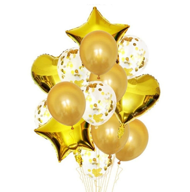 Фонтан з кульок золото 14шт Київ - фото 1