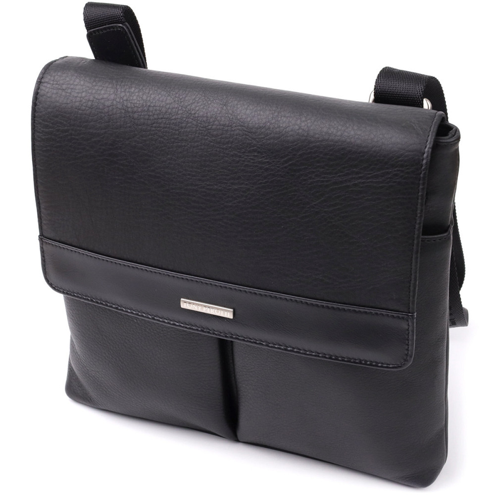 Чоловіча сумка через плече із зернистої натуральної шкіри Tony Perotti 20865_1 (9270G-25 nero) Чорний Київ - фото 1
