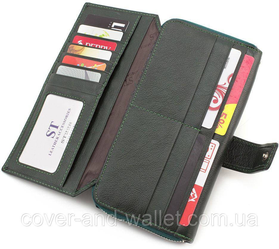 Великий багатофункціональний жіночий гаманець зеленого кольору ST 228 Київ - фото 3