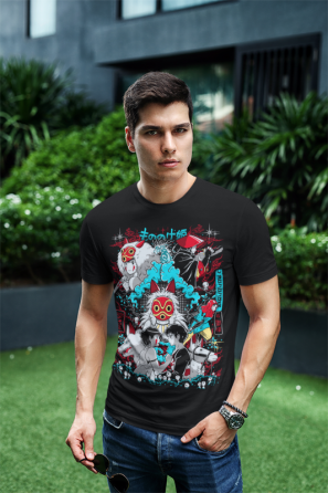 Футболка з аніме принтом Прінкесс Мононоке Аніме Джапанесе оверсайз (S/M/L) Чорний AnimeJ0572 Дніпро