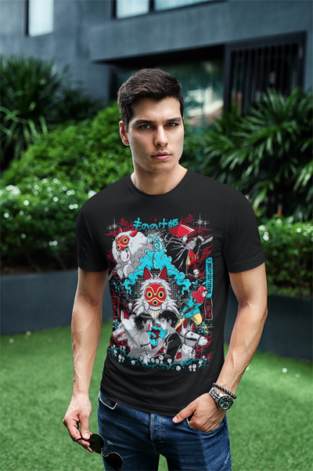 Футболка з аніме принтом Прінкесс Мононоке Аніме Джапанесе оверсайз (S/M/L) Чорний AnimeJ0572 Дніпро - фото 4