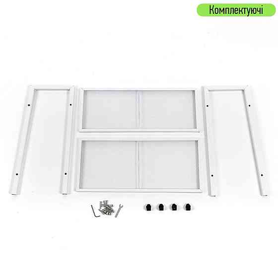 Двоярусний металевий стелаж білого кольору Київ