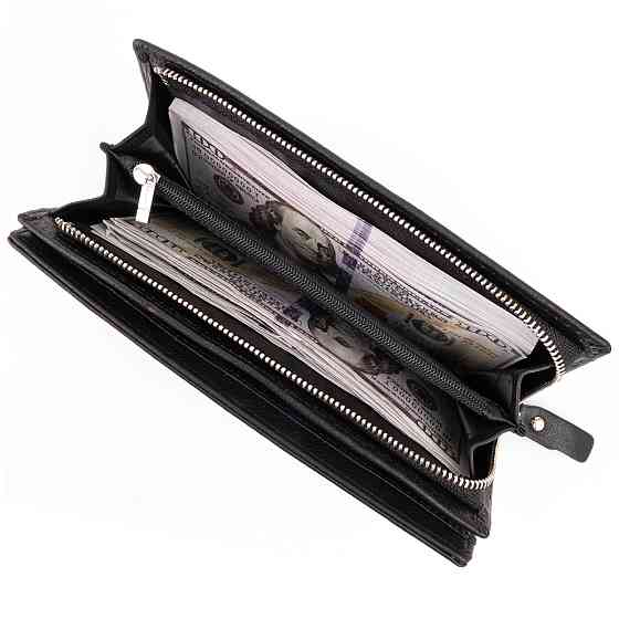 Вертикальный кошелек кожаный женский ST Leather 19274 Черный Киев