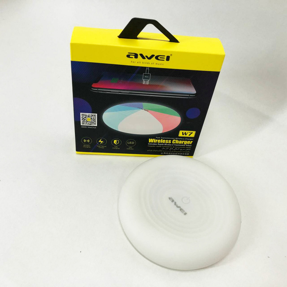 Бездротова зарядка з підсвічуванням 7 кольорів 10W 7 COLOR Awei W7 + WIRELESS CHARGE NY-93 Івано-Франківськ - фото 3