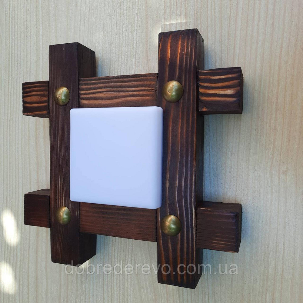 Люстра дерев'яна квадрат Led 28 см. Вижниця - фото 2