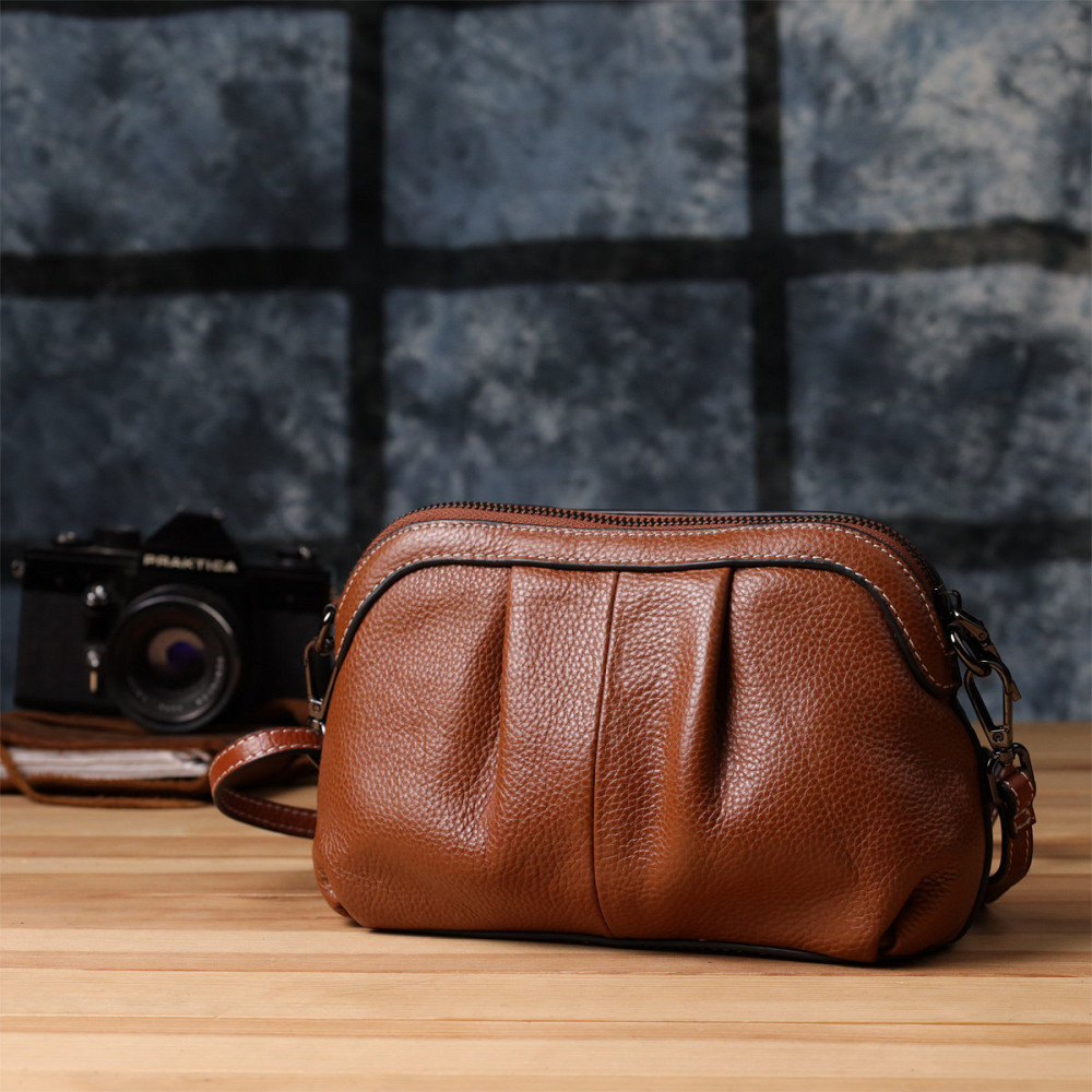 Жіноча сумка з драпіруванням з натуральної шкіри Vintage 22895 Київ - фото 9