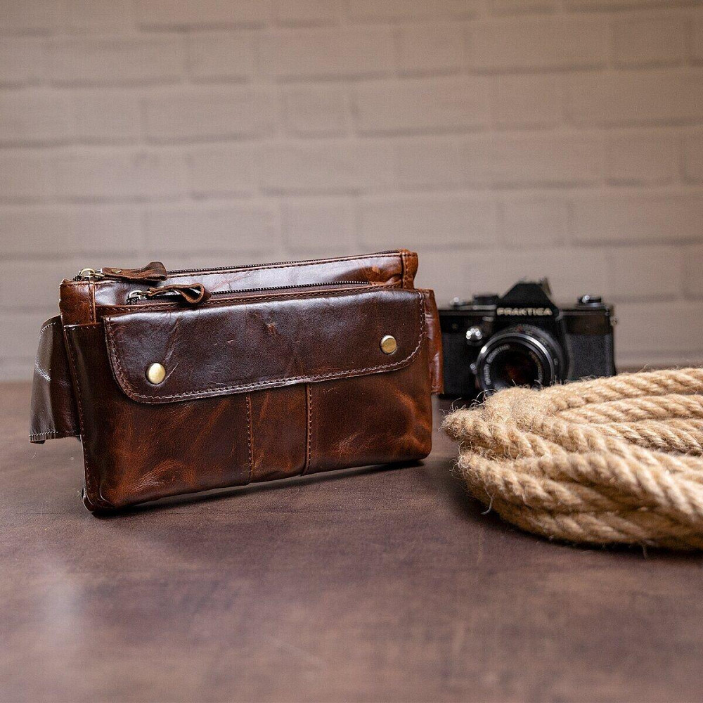 Поясна cумка чоловіча Коричнева (Vintage) Київ - фото 10