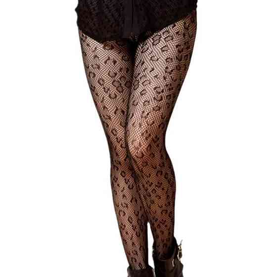 Колготки в сетку леопардовые женские one size черный Киев