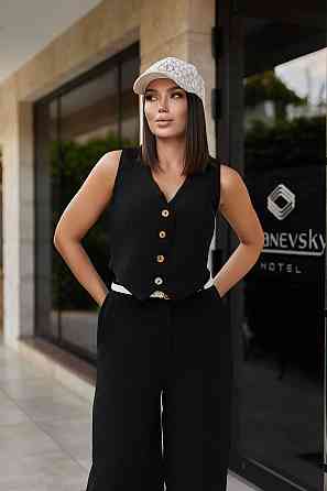 Жіночий костюм двійка жилетка з брюками "Cavin" | Батал | Розпродаж моделі Чорний, 50-52 Київ