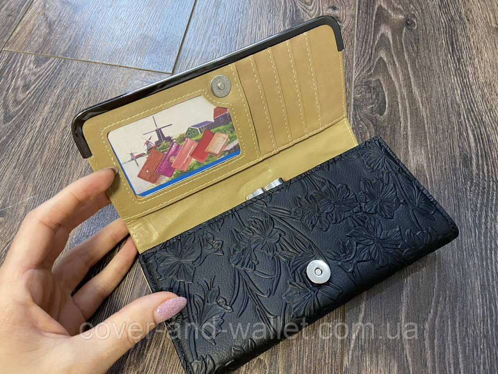 Недорогий жіночий гаманець на магнітній застібці чорного кольору Kivi Київ - фото 6