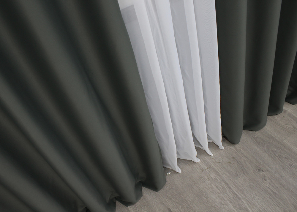 Комплект штор на люверсах VR-Textil Midnight № 1400ш 150х270 см 2 шт Темно-серый (37-0140) Киев - изображение 8