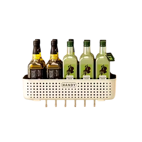 Органайзер для кухні із пластику, настінний кошик з гачками, пластиковий, 26×13×8см, білий колір Кам'янець-Подільський