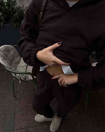 Женский теплый спортивный костюм двойка Двухсторонний плотный флис Шоколад, 48/50 Одесса