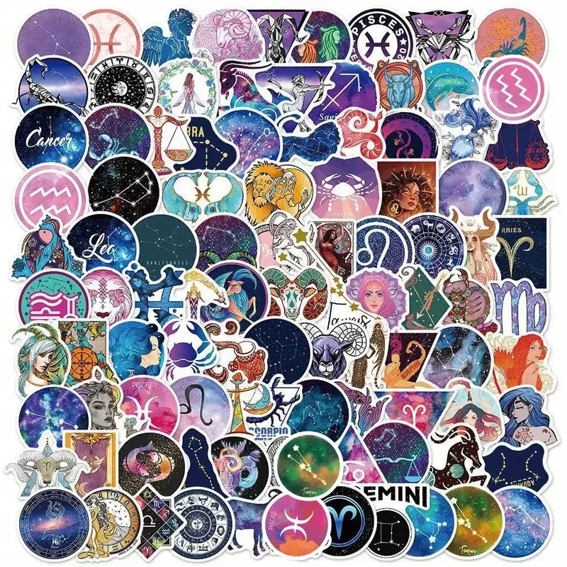 Набір наліпок знаки зодіаку – 50 шт, 3–4 см, водостійкі стікери для ноутбука, телефону, зошита та валізи Київ - фото 2