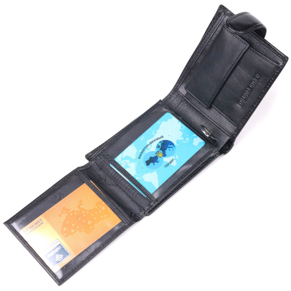 Классический мужской бумажник из натуральной кожи ST Leather 19407 Черный Киев - изображение 8