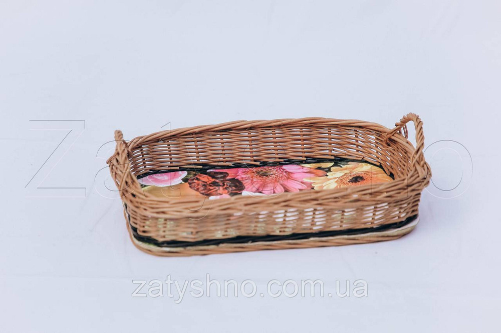 Таця з лози для фруктів| таця з лози з ручками | піднос плетений Київ - фото 4