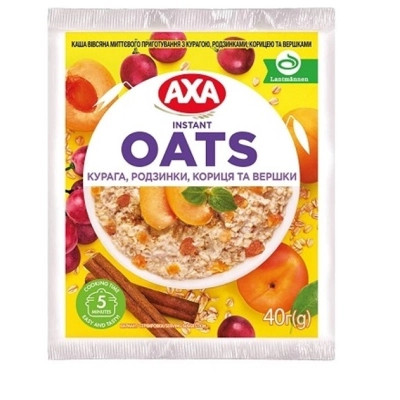 Їжа швидкого приготування АХА Каша Вівсяна з курагою, родзинками, корицею та вершками 40 г (4820237691071) Вінниця - фото 1